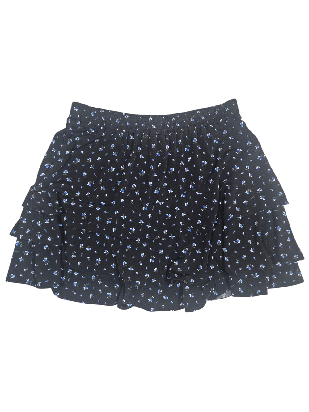Michael Kors Black Mini Skirt with Blue Floral Print